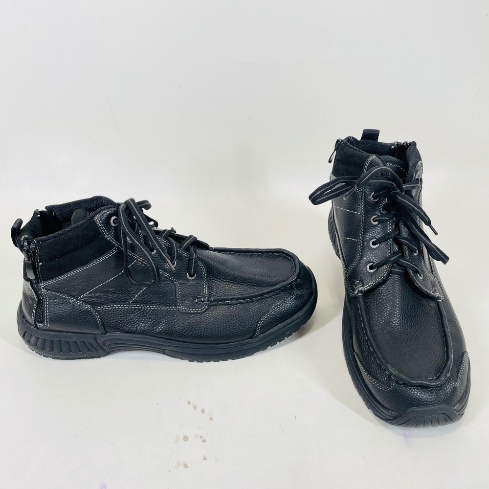 Orthofeet Highline 483 Mens Black Leather Boots X-Wide 4E Side Zip Moc Toe 13